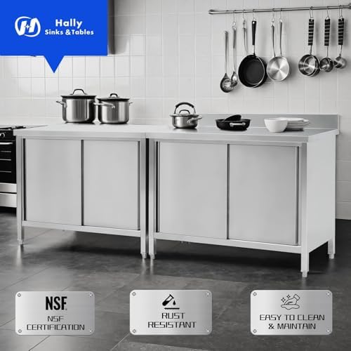 Hally Stainless Steel Cabinet 30"x48" Commercial Heavy Duty Prep Workbench - Image 7