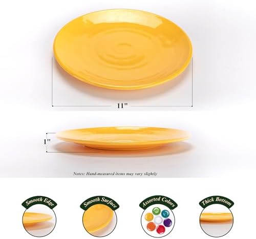 11-Inch Melamine Plates (Set of 6) - Unbreakable and Reusable Plastic Dinnerware with Ceramic Feel, Stackable and Dishwasher-Safe - Versatile for All Meals (Multicolor) - Image 4