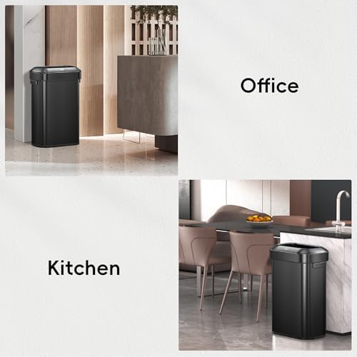 EKO Urban 16 Gallon/60 Liter Open Top Stainless Steel Slim Commercial Trash Can, Tall Kitchen Trash Bin, Heavy-Duty Commercial Grade Large Garbage Bin for Home, Office, Hotel, Restaurant, Matte Black - Image 7