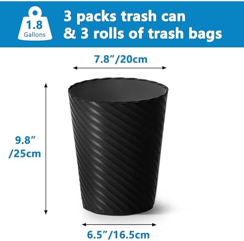Lysam Bathroom Trash Can 8 Pack, 1.8 Gallon Small Trash Can with Trash Bags - Image 3