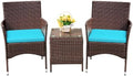 Devoko 3 Piece Patio Furniture Set Outdoor Wicker Conversation (Blue) by DEVOKO
