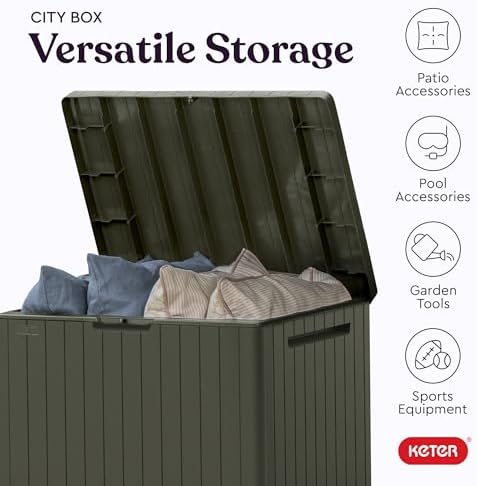 Keter City 30 Gal Outdoor Storage Box and Patio Side Table - Image 5