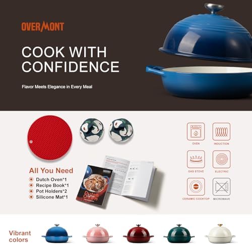 Overmont Enameled Cast Iron Dutch Oven, 6QT Bread Oven with Dome Lid Recipe - Image 6