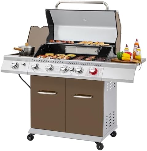 Royal Gourmet GA5403C 5-Burner Propane Gas Grill with Side Burner, Coffee by RoyalGourmetCorp