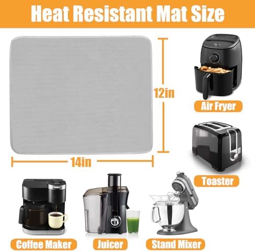 TOHONFOO Heat Resistant Mats for Countertop & Air Fryer, 14x12 in, Gray - Image 2