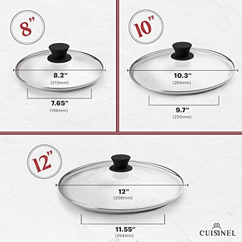 Cuisinel Cast Iron Skillets Set + Glass Lids - 8"+10"+12"-Inch Frying Pans + Silicone Handle Holder Covers - Pre-Seasoned Oven Safe Cookware - Indoor/Outdoor Use - Grill, Stovetop, Camping Fire Safe - Image 4