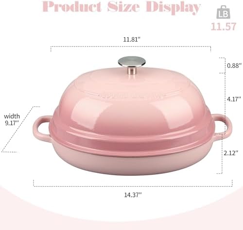 EDGING CASTING Enameled Oval Cast Iron Dutch Oven Pot with Lid, Bread Dutch Oven for Sourdough Bread Baking, Dutch Oven Bread, Bread Oven, 6QT, Pink - Image 2