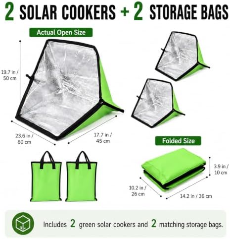 Teenyyou 2 Pack Portable Foldable Solar Oven & Solar Cooker Mini Camp Stove with Sun-powered Heating Outdoor Cookware for Food Reheating & Compost Acceleration (Green) - Image 2