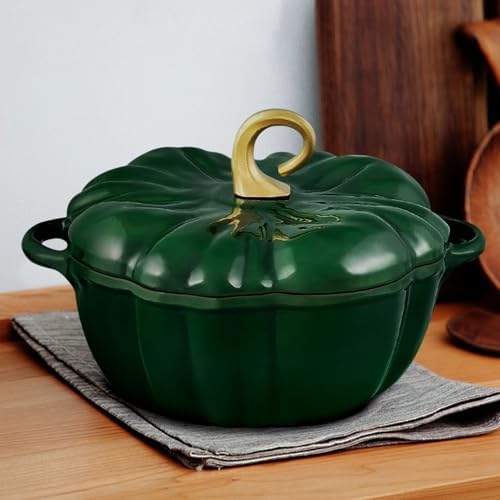 Flavehc Pumpkin Dutch Oven Pot with Lid 3.8 Qt, Enameled Cast Iron, Halloween Decor - Image 7