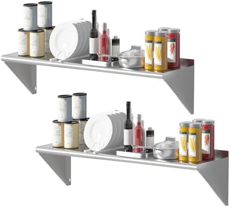 Stainless Steel Shelf 2 Pack 14"x36", Wall Mounted Metal Shelves - Image 5