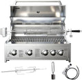 BODEGA 30 Inch Propane Gas Grill, 4x12000-BTU Gas Grill & 1x10000-Infrared Back Burner, Stainless Steel 5-Burner Propane Grill for Outdoor Kitchen, Rotisserie Chicken Fork Kit | Backyard BBQ, Camping. by BODEGA