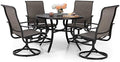 Sophia & William Patio Dining Set for 4, Round Table & Brown Swivel Chairs by SophiaWilliam