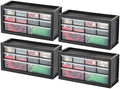 IRIS USA Small Plastic Storage Drawers, 10-Drawer - 4 Pack, Stackable Teacher Toolbox Craft Small Parts Bead Screw Hardware Building Bricks Organizer, Drink and Water Flavor Packet Organizer, Black by IRISUSA