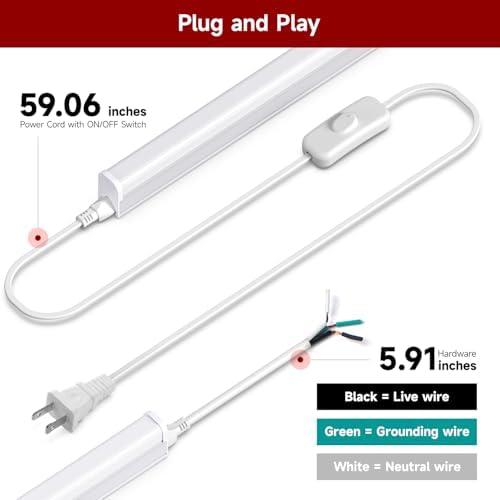 LED Shop Light for Garage, T5, 4FT, 20W, 2200LM, 5000K, 12 Pack - Image 3