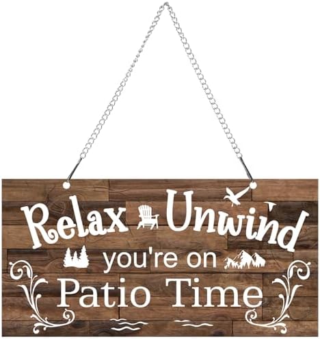 Hotop Metal Patio Sign Vintage Wall Decor for Outdoor, 12 x 6", Brown by HOTOP