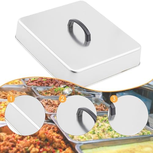Grill Lid Steaming Food Cover Cooking Dome Rectangular Grilling Dome Burger Cover for Commercial BBQ Flat Top Griddle Patties, 33x28.2x6.6cm - Image 4