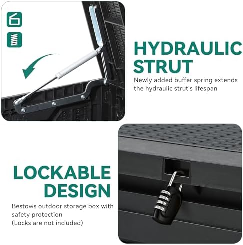 YITAHOME 100 Gallon Outdoor Deck Box, Waterproof Storage Box, Lockable - Image 3