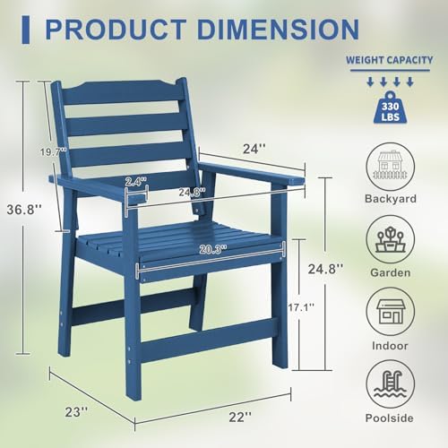 FUNBERRY Outdoor Dining Chairs Set of 4, HDPE Patio Chairs for Outside - Image 6