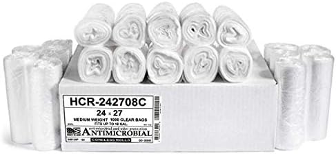 Aluf Plastics 12 Gal Clear Trash Bags, 8 Micron (EQ.), 24" x 27" (1000 Pk) by AlufPlastics