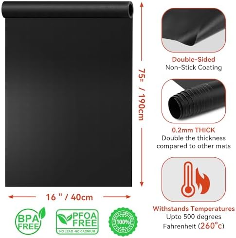 Oven Liner for Bottom of Oven, Cut to Size Air Fryer Liners, Stovetops Protector & Grills Mat Thick Heavy Duty Non Stick Teflon Sheet with BPA and PFOA Free 16x75 Inches - Image 5