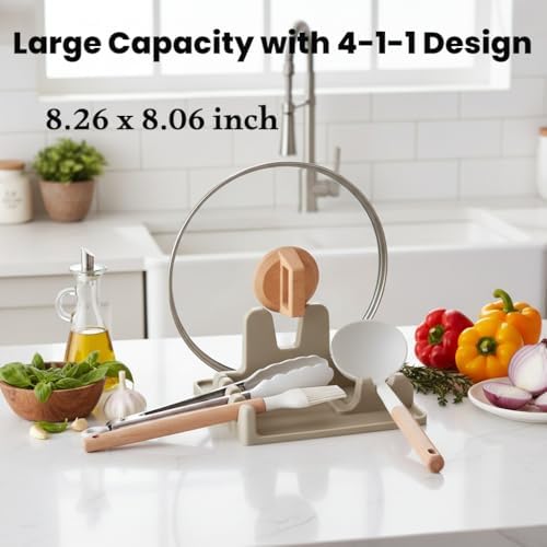 AUOON Silicone Utensil Rest with Lid Holder, Large, Milk Shake - Image 6