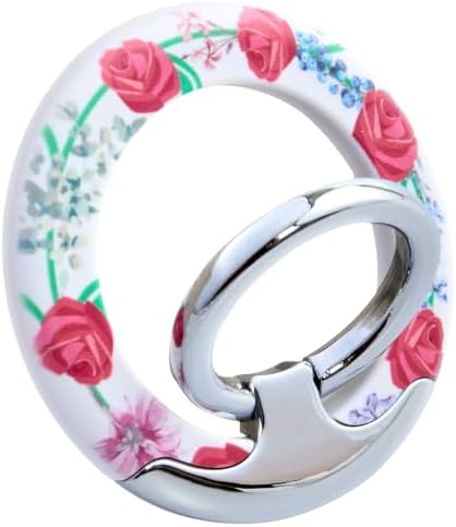 Magnetic Phone Ring for MagSafe Grip, Super Magnet Twinkle Design Ring Holder Stand, MagSafe Accessory for iPhone 17/16/15/14/13 Pro Max Plus，Rose Garland by Unknown