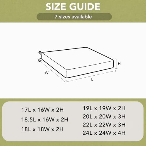 Outdoor Chair Cushions, Set of 6, 19 x 19 Inch, Sage Green - Image 6