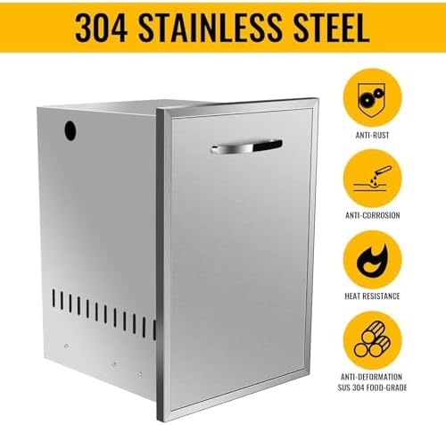 Outdoor Kitchen Drawers, Triple BBQ Drawers Stainless Steel Built-in Drawer For Outdoor Kitchen Island, Patio Grill Station,Trash Drawer - Image 3