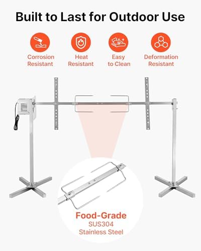 VEVOR Rotisserie Grill, 52in Electric Rotisserie Grill Kit 8 Level Height, BBQ Grills Rotisseries Kit with 132 lbs Load Capacity, Asador de Puerco, Stainless Steel Automatic Grilling Kits for Parties - Image 6