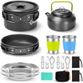 Odoland 19pcs Camping Cookware Mess Kit, Non-Stick Pot Pan Kettle Set for 2 by Odoland
