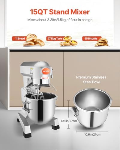 Happybuy 15Qt Commercial Food Mixer Timing Function 600W Commercial Mixer - Image 4
