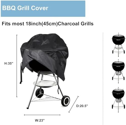 18 Inch Heavy Duty Waterproof UV Resistant Outdoor Grill Cover - Image 2