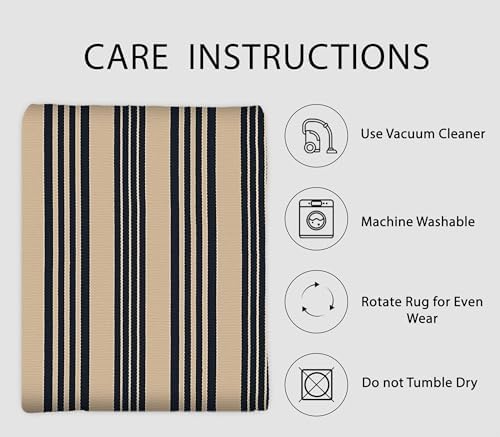 IOHOUZE 2x4.3 Striped Outdoor Door Mat, Washable Front Porch Rug, Black Tan - Image 5