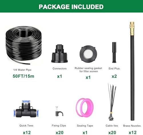 Drip Irrigation System, 2026-Upgrade 50Ft 1/4" Garden Watering System with 12 Pcs 360° Adjustable Copper Nozzles, DIY Kit for Garden, Lawn, Greenhouse, Raised Beds & Outdoor Plants - Image 2