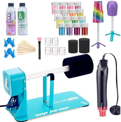 LFSUM Cup Turner Kit for Crafts Tumbler, Tumbler Cup Spinner, Glitter Powder, Epoxy Resin Kit for Beginners with Epoxy and Heat Gun (1X-Blue) by LFSUM