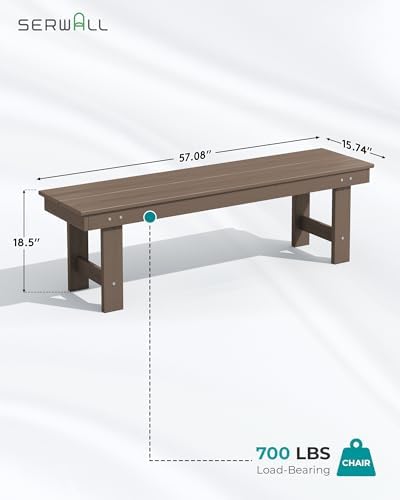 SERWALL Outdoor Dining Set, Patio Dining Set with Bench, Coffee - Image 4