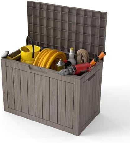 Outdoor Storage Box, 50 Gallon Waterproof Deck Box, Snap-Together Storage Bin for Chair Cushions, Porch Throw Pillows, Lockable Small Coffee Table Ottoman, Patio Garden, Grey by GraceYourYard