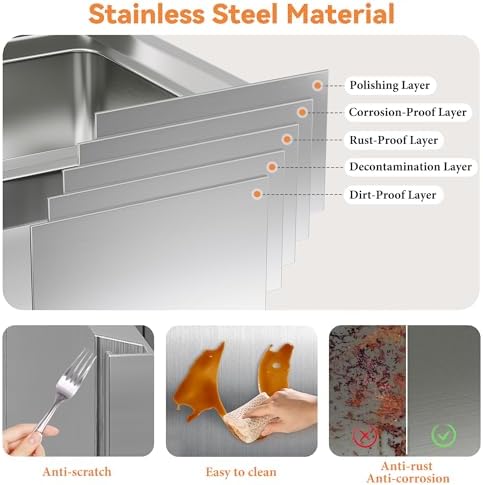 Jocisland 41.5-Inch Stainless Steel Outdoor Kitchen Drawer Cabinet - Image 4