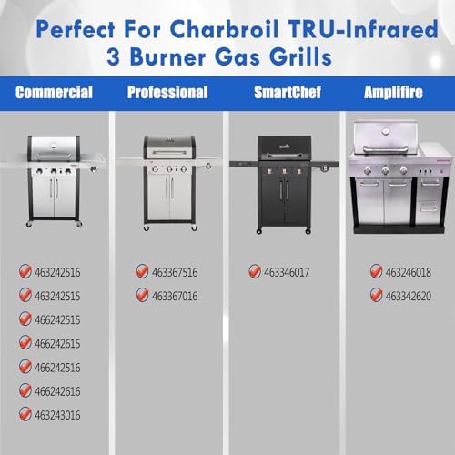 463242516 Grill Grates Replacement Parts for Charbroil Tru Infrared 3 Burner Gas Grill Parts 463355220 463242515 463367016 Grates G474-0017-W2 G466-0025-W1A Char-Broil 17 inch Cast Iron Cooking Grids - Image 3