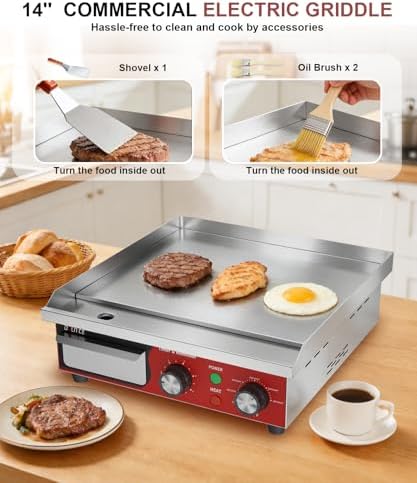14"x11.8" Commercial Electric Griddle with 5 Minute Reminder Timer - Image 4