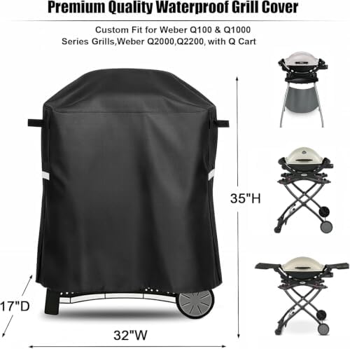 7113 Grill Cover for Weber Q100/Q1000/Q200/Q2000 Series Gas Grills - Image 2