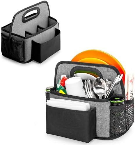 HODRANT Paper Plate Organizer with 4 Rooms for Cup Fork Spoon Napkin by HODRANT