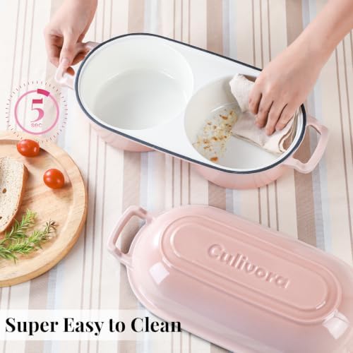 Cast Iron Double Dutch Oven, Mini Enamel Sourdough Bread Pan with Lid, Pink - Image 5