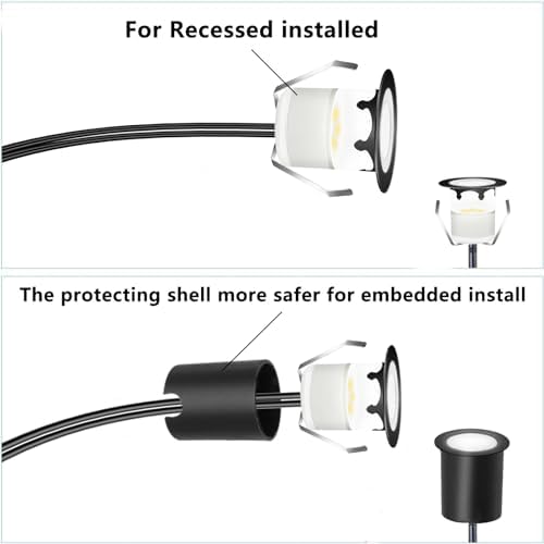 Warm White Recessed LED Deck Light, RNEHON 12V Low Voltage Step Lights with Protecting Shell, Φ1.18 Landscape Lights Outdoor for Garden,Yard Steps,Stair,Patio,Floor,Kitchen Decoration - Image 4