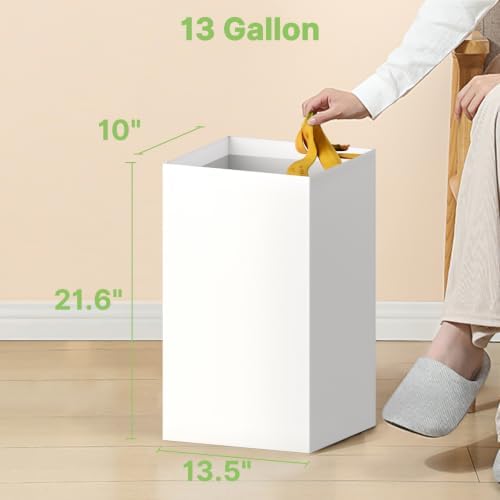 8 Pack 13 Gallon Disposable Trash Cans,21.6" H x 13.5" W x 10" D, White - Image 2
