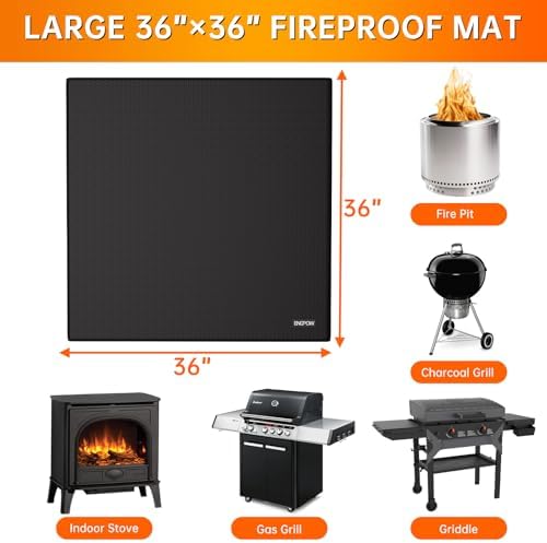 ENGPOW Large 36 x 36 inches Under Grill Mat for Outdoor Grill, Double-Sided Fireproof Indoor Fireplace Mat Fire Pit Mat, Oil-Proof Waterproof BBQ Mat for Deck Patio Lawn,Reusable and Easy to Clean - Image 7
