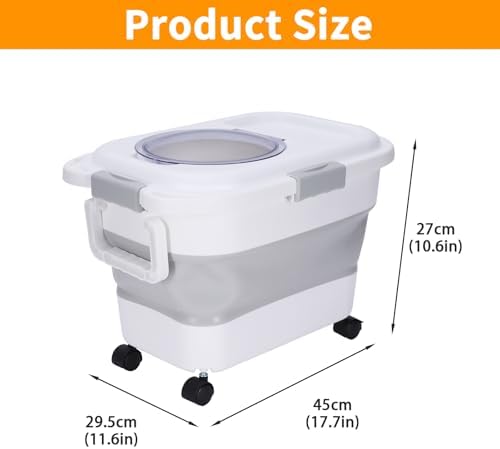 25-lb Wood Pellet Storage Container & Charcoal Storage Bucket with Wheels - Airtight, Collapsible Pellet Bucket with Viewing Window and Scoop for Grilling, Smoking, BBQ - Image 4