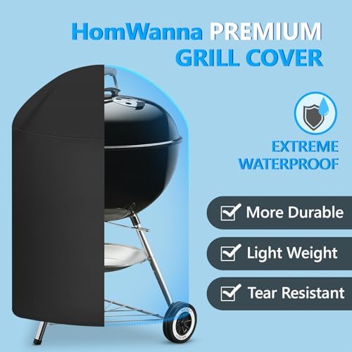 Kettle Grill Cover 22 Inch - Superior Charcoal Grill Cover for Weber Kettle Grill - 600D Outdoor BBQ Covers for Weber 22 Inch Original Kettle Grill, Master Touch Charcoal Grill and More - Image 3