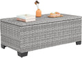 Rattaner Patio Coffee Table Outdoor Storage Table for Patio Wicker Coffee Table Outdoor Table with Patio Storage Box Furniture Cover, Stone Grey by Rattaner