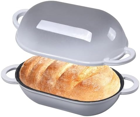 5 QT Enameled Cast Iron Sourdough Bread Oven, Loaf Pan with Lid by NSIRONS